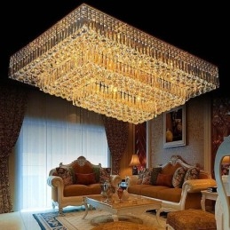 Modern Flush Mount Three Tiers Crystal Chandelier