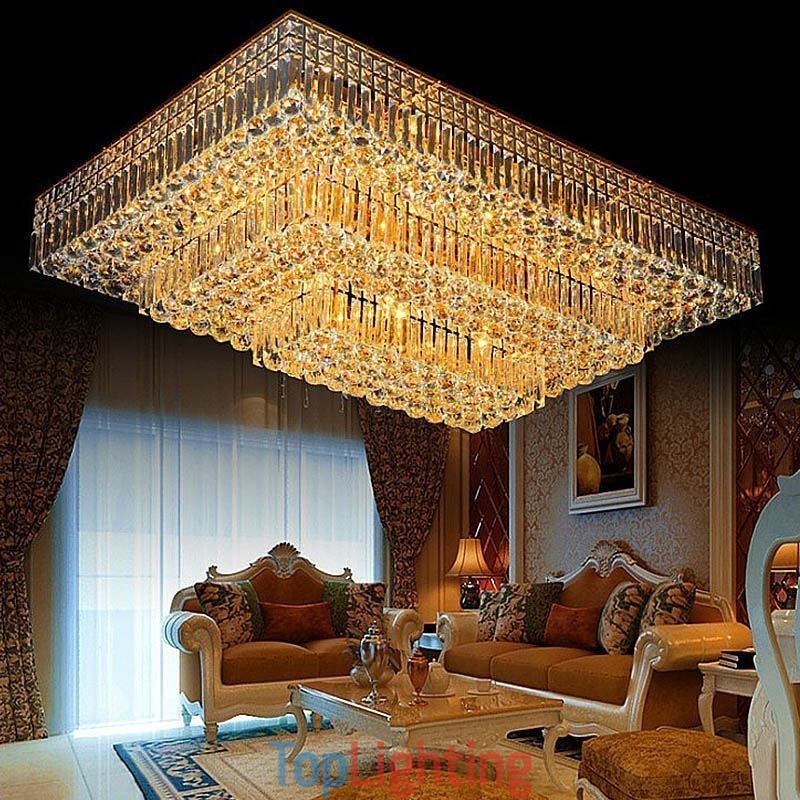 Modern Flush Mount Three Tiers Crystal Chandelier