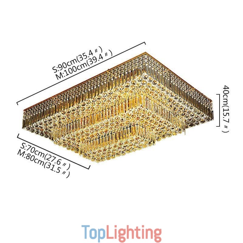 Modern Flush Mount Three Tiers Crystal Chandelier