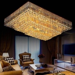 Modern Flush Mount Three Tiers Crystal Chandelier