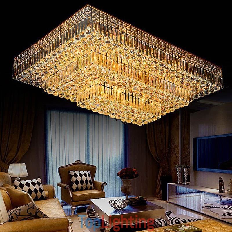 Modern Flush Mount Three Tiers Crystal Chandelier