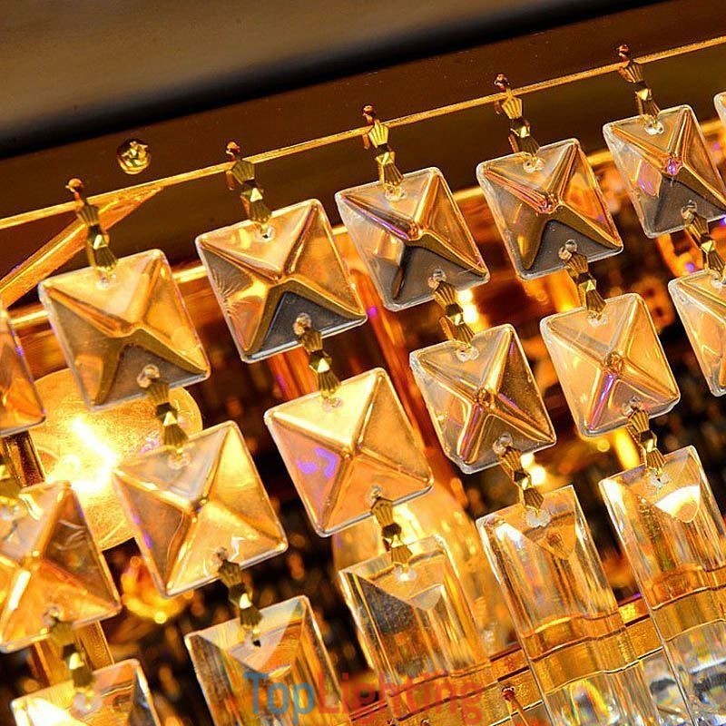 Modern Flush Mount Three Tiers Crystal Chandelier