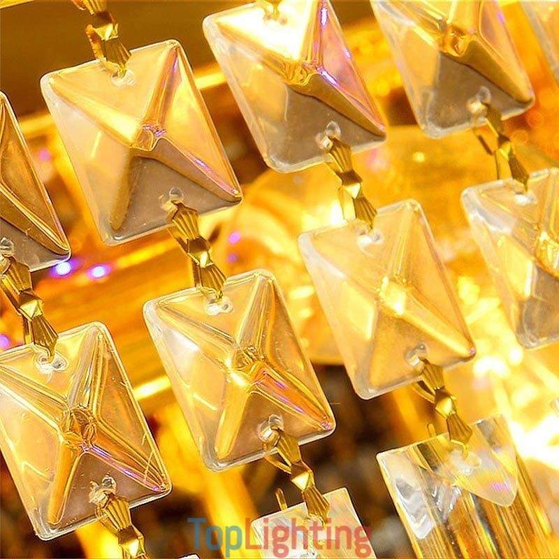 Modern Flush Mount Three Tiers Crystal Chandelier