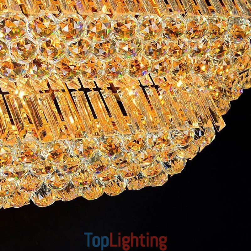 Modern Flush Mount Three Tiers Crystal Chandelier