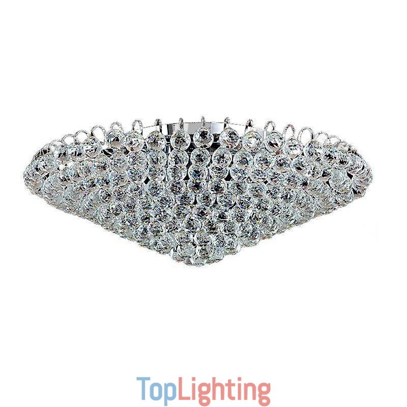 European Style Crystal Flush Mount Round Shape Ceiling Light
