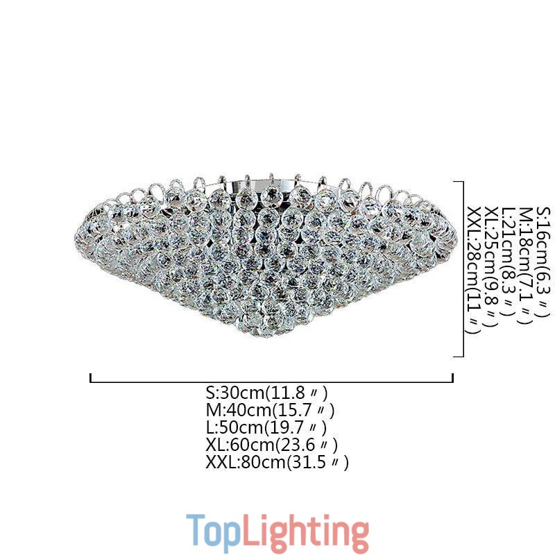 European Style Crystal Flush Mount Round Shape Ceiling Light