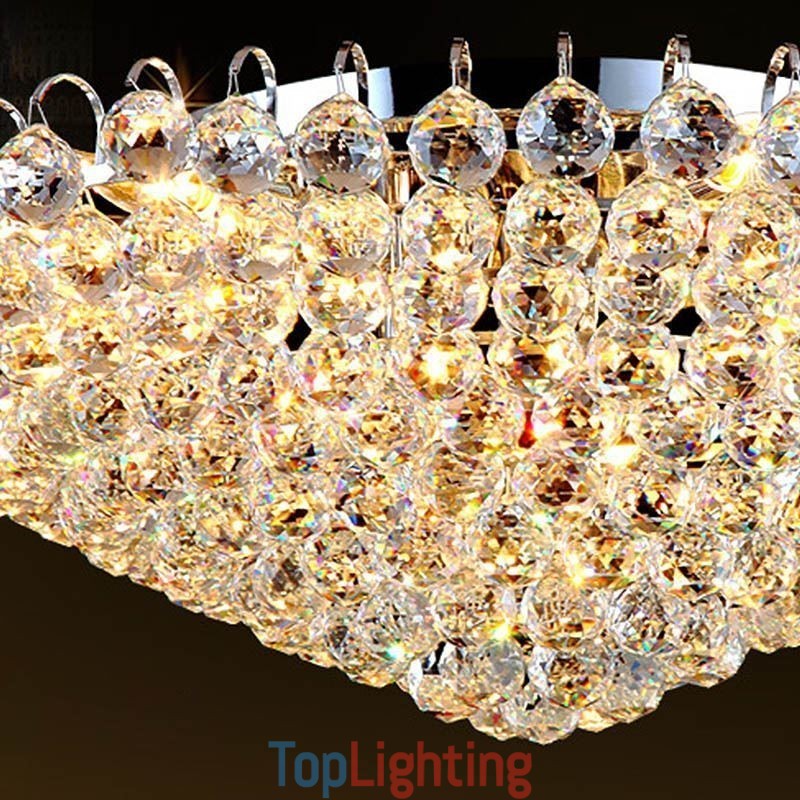 European Style Crystal Flush Mount Round Shape Ceiling Light