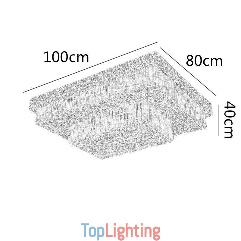 European Flush Mount Square Crystal Chandelier