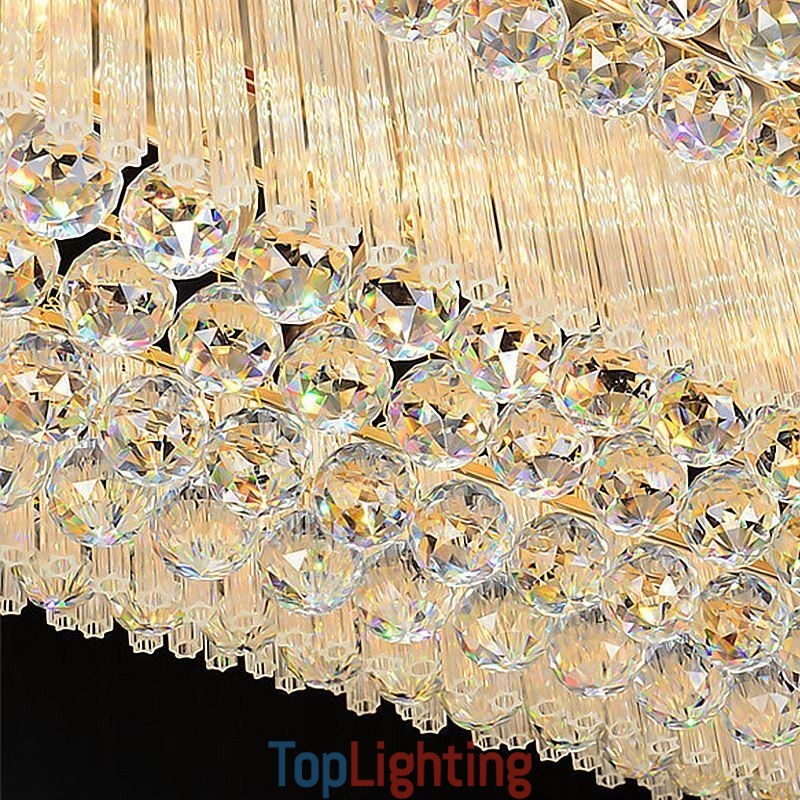 European Flush Mount Square Crystal Chandelier