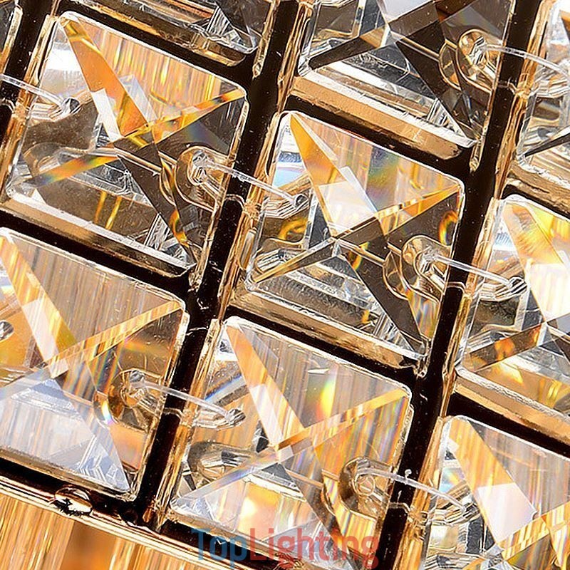 European Flush Mount Square Crystal Chandelier
