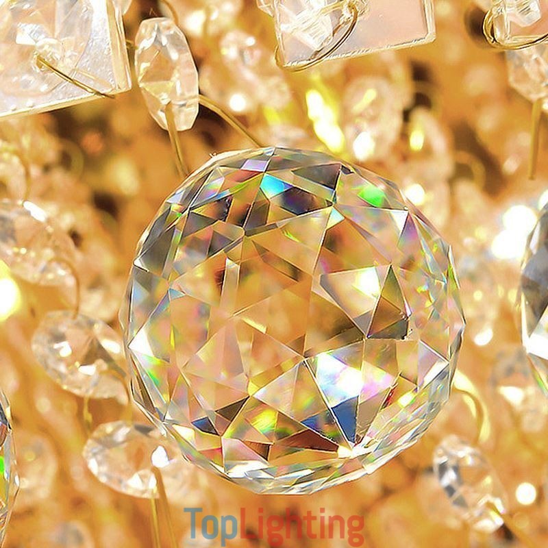 European Flush Mount Square Crystal Chandelier
