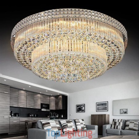 Modern Crystal Chandelier Round Flush Mounted Modern Crystal Chandelier Round Flush Mounted