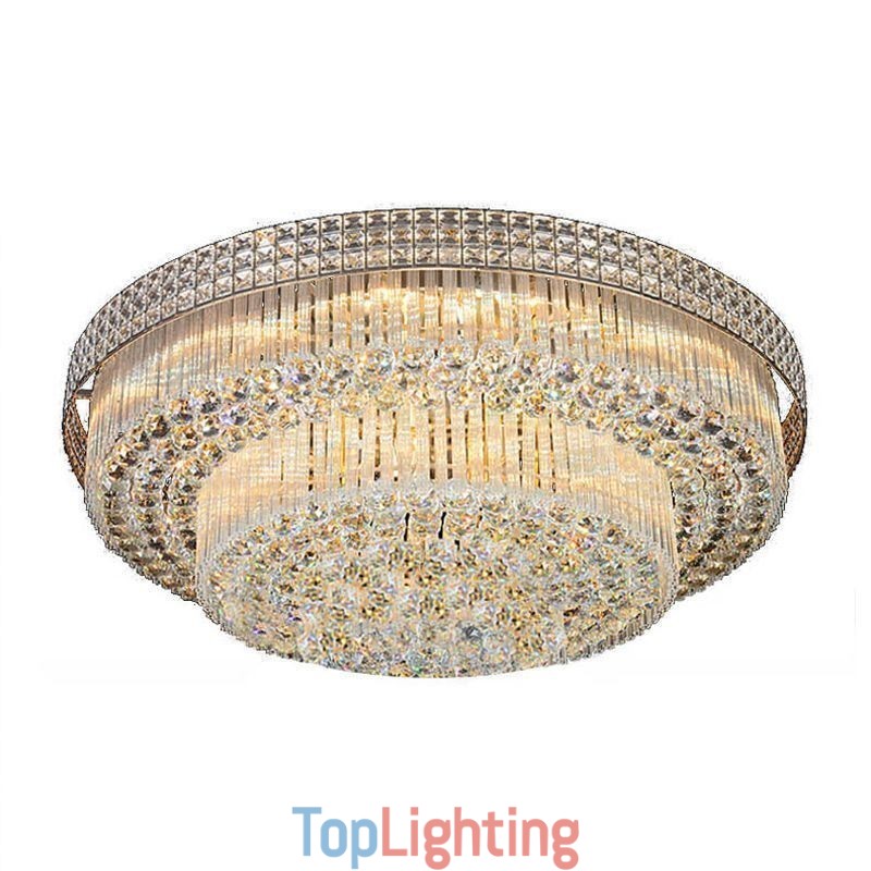 Modern Crystal Chandelier Round Flush Mounted