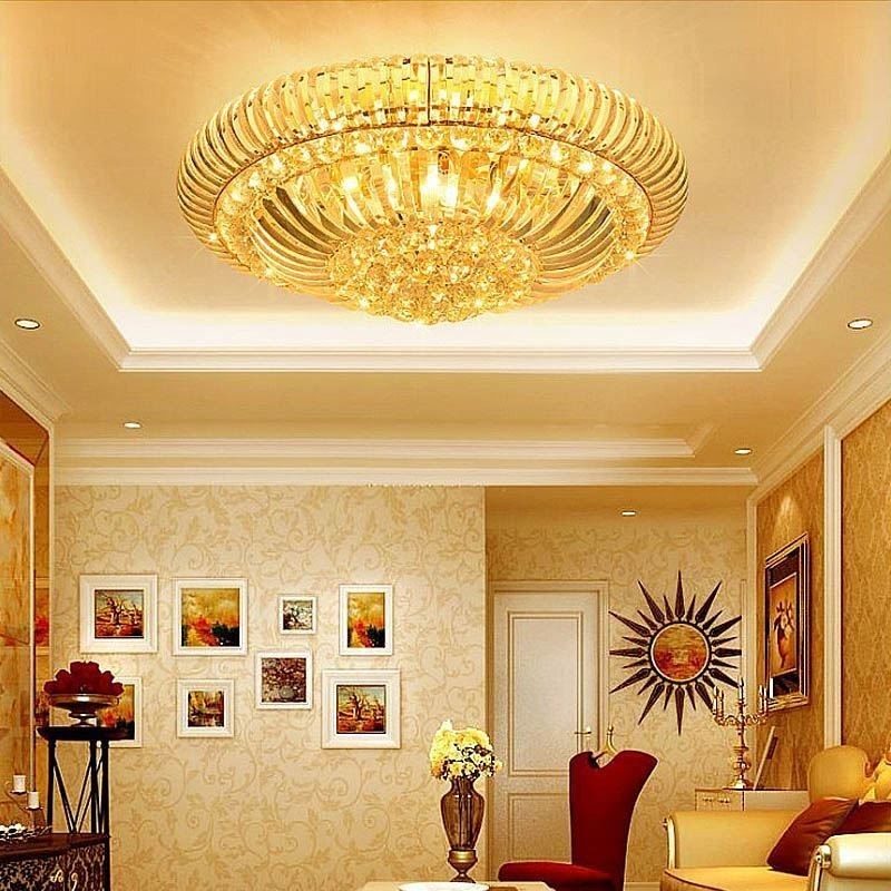 Modern Simple Flush Mounted Crystal Round Lighting