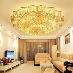Elegant Flush Mounted Round Crystal Chandelier Flower Shaped
