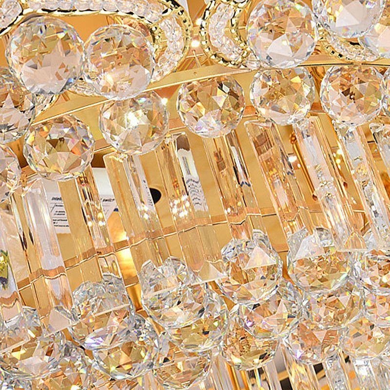 Elegant Flush Mounted Round Crystal Chandelier Flower Shaped