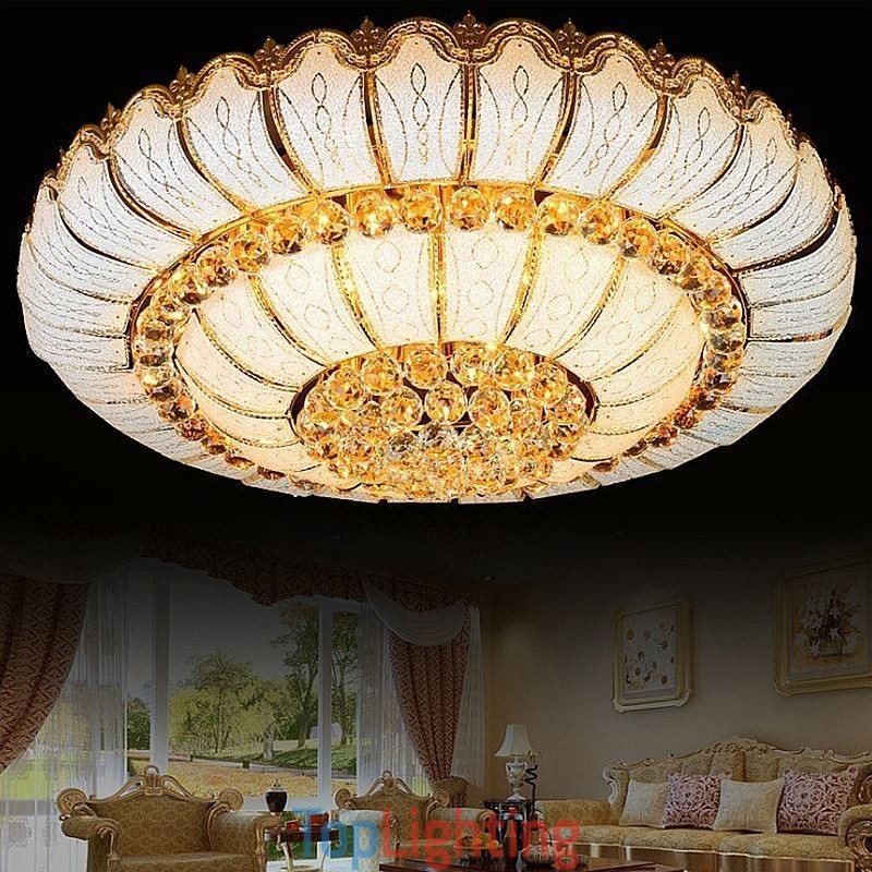 Contemporary Simple Flush Mount Crystal Ceiling Light Round