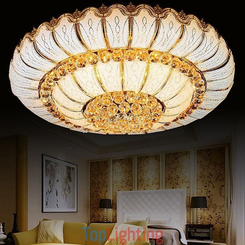 Contemporary Simple Flush Mount Crystal Ceiling Light Round