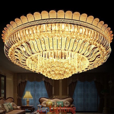 Luxury Crystal Ceiling Light Gold Flush Mount Round Lighting Luxury Crystal Ceiling Light Gold Flush Mount Round Lighting
