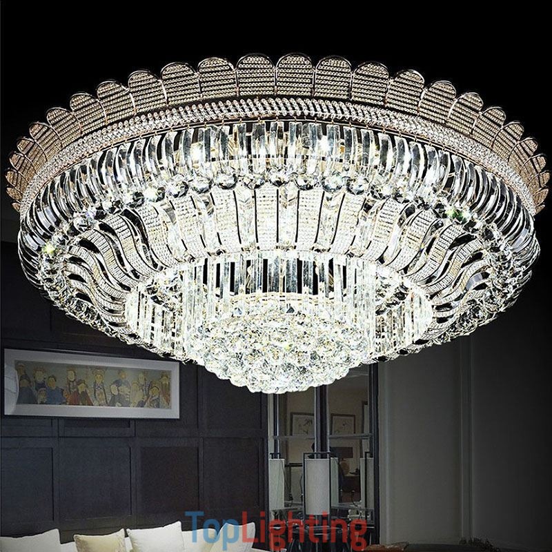 Luxury Crystal Ceiling Light Gold Flush Mount Round Lighting