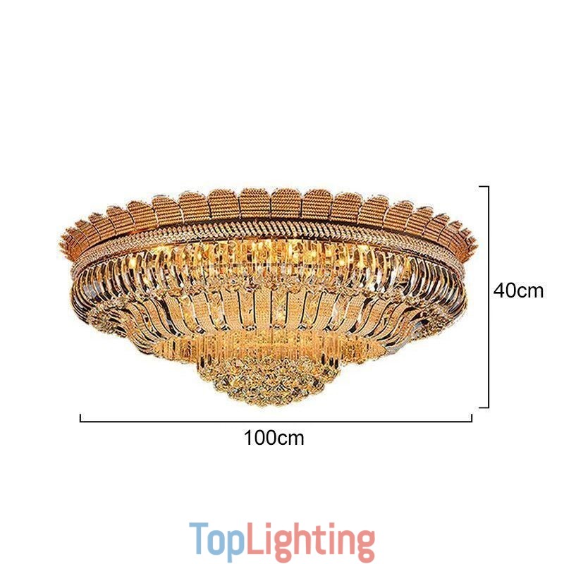 Luxury Crystal Ceiling Light Gold Flush Mount Round Lighting