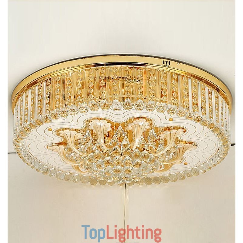 Graceful Flush Mounted Light Gold Crystal Ceiling Light