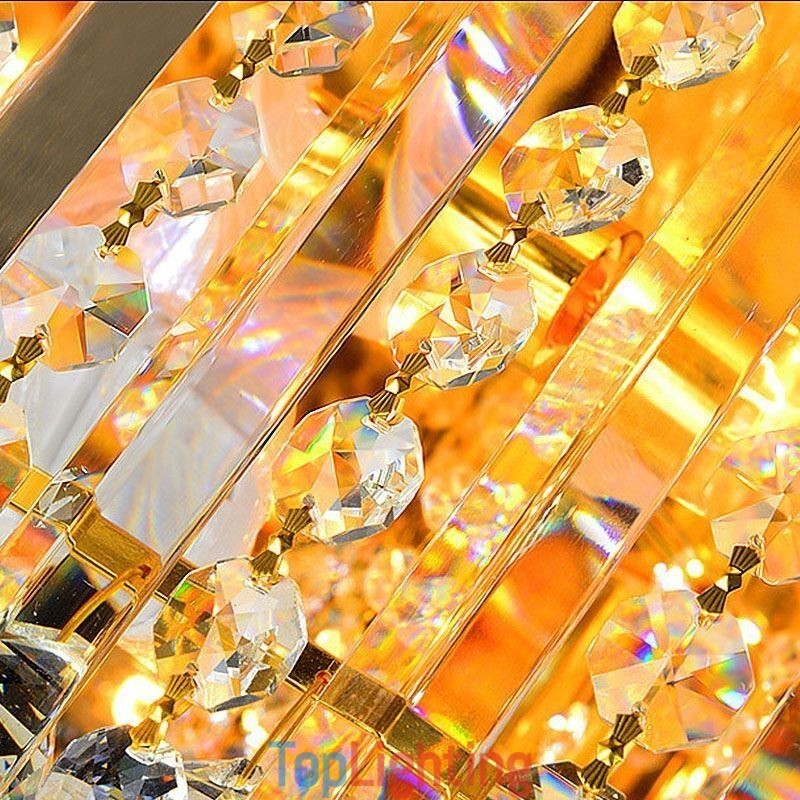 Graceful Flush Mounted Light Gold Crystal Ceiling Light