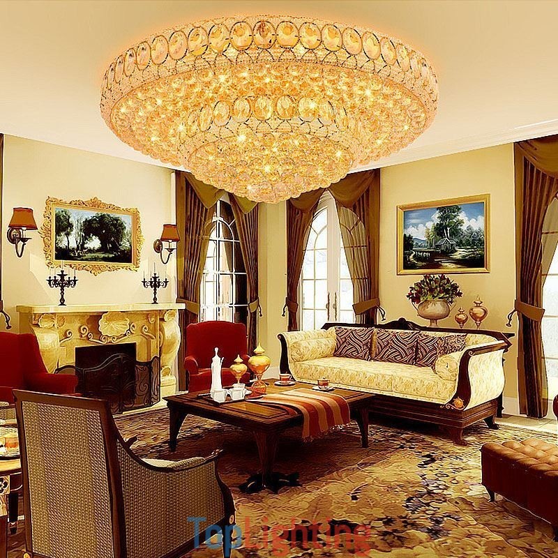Luxury Crystal Ceiling Light European Round Flush Mounted Lighting