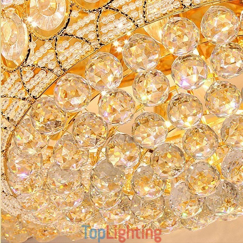 Luxury Crystal Ceiling Light European Round Flush Mounted Lighting