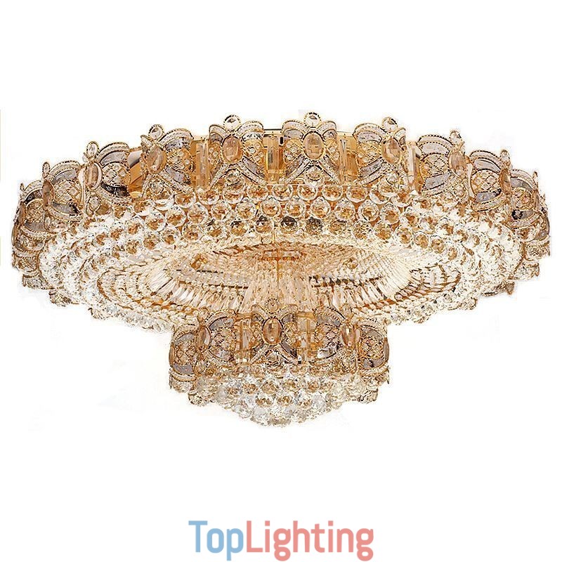 Modern Gold Crystal Ceiling Light Round Flush Mount Lighting