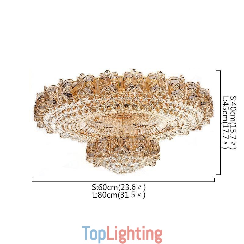 Modern Gold Crystal Ceiling Light Round Flush Mount Lighting