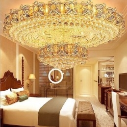 Modern Gold Crystal Ceiling Light Round Flush Mount Lighting