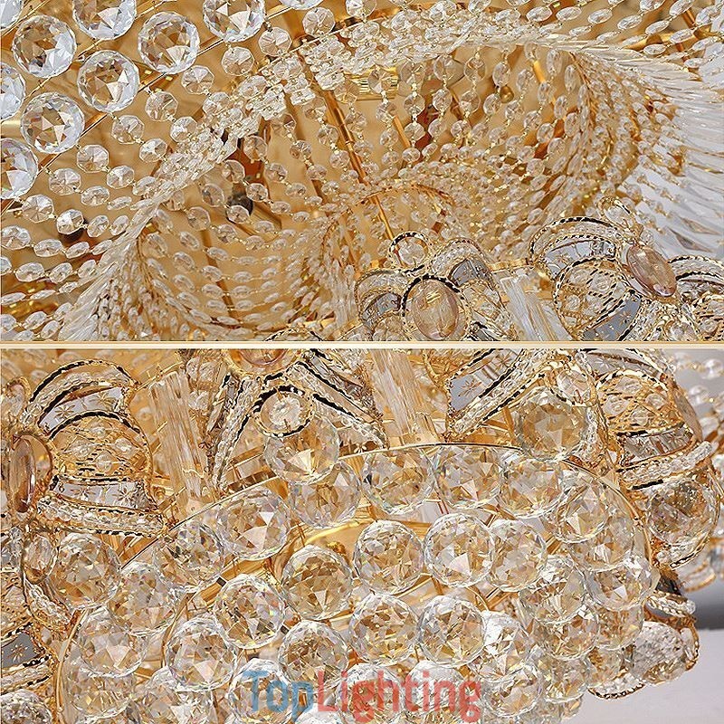 Modern Gold Crystal Ceiling Light Round Flush Mount Lighting
