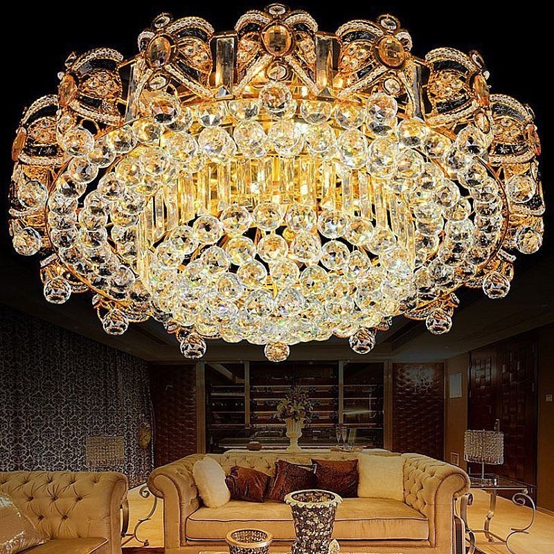 European Flush Mount Crystal Ceiling Light