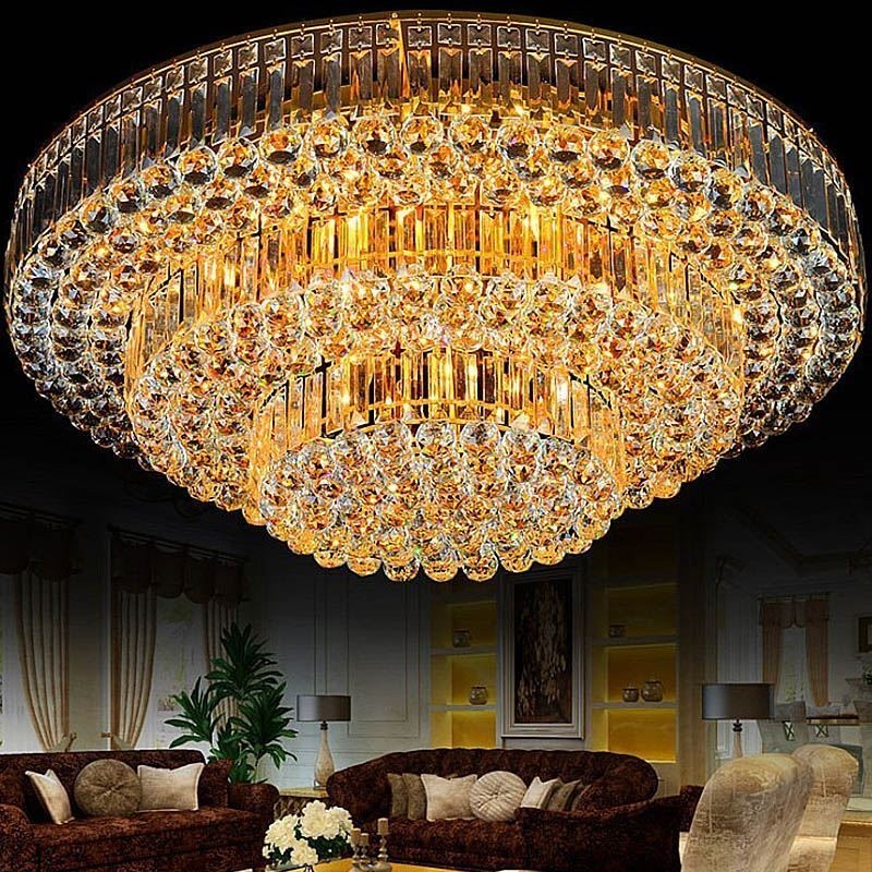 Flush Mount Crystal Ceiling Light European Round Lighting