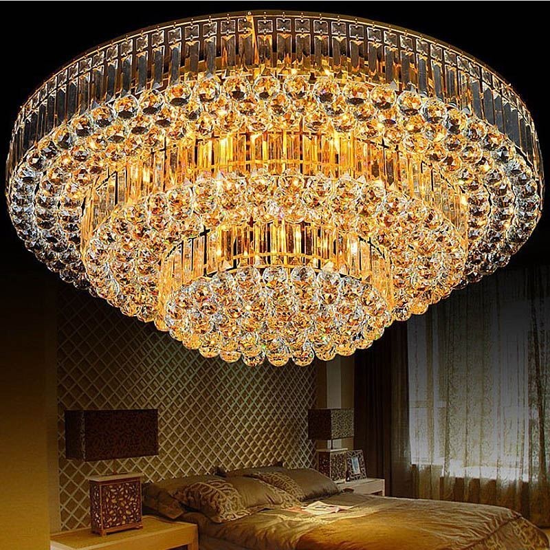 Flush Mount Crystal Ceiling Light European Round Lighting
