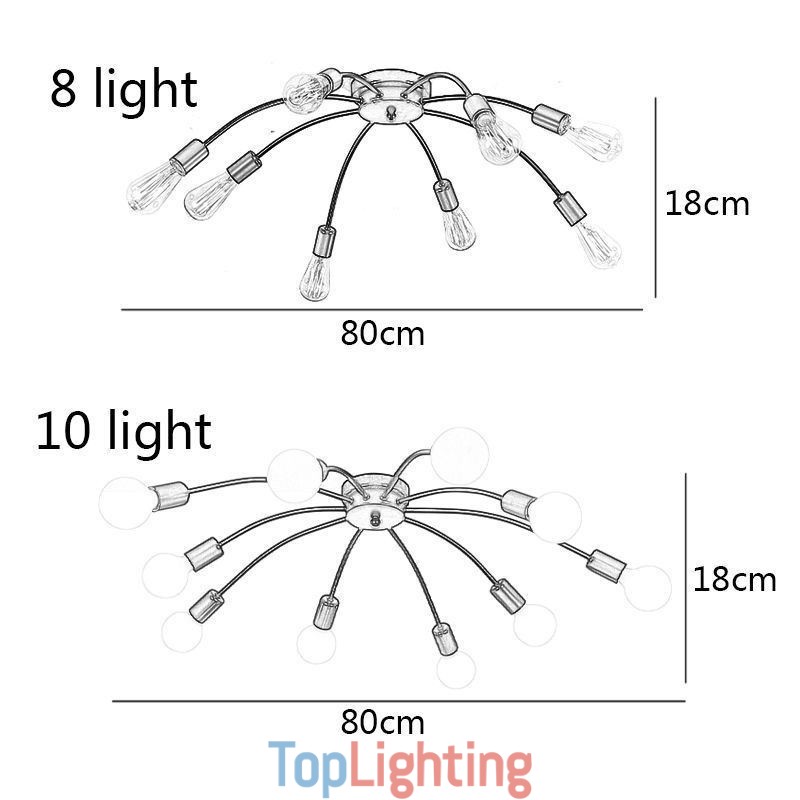 Ceiling Spider Lamp Antique Classic Flush Mount Dining Lamp 8 10 Arms