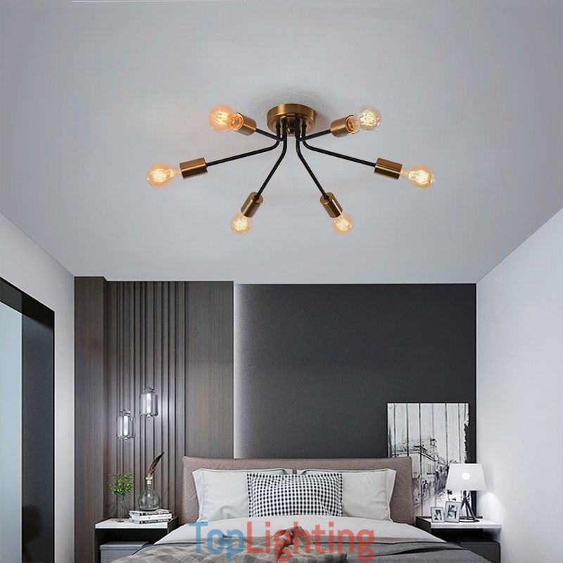 Sputnik Chandelier 6 Light Semi Flush Mount Ceiling Light Fixture