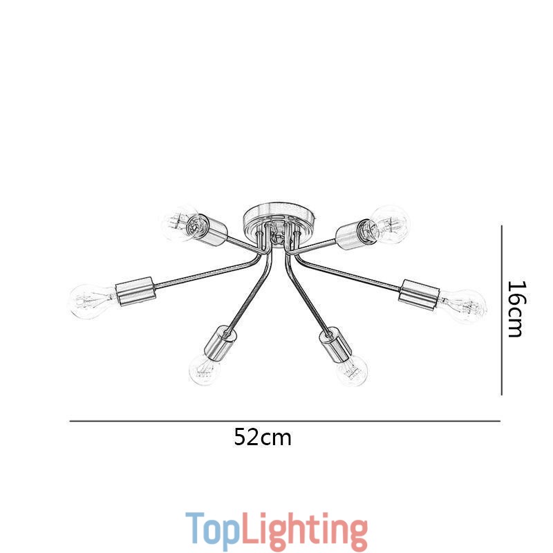Sputnik Chandelier 6 Light Semi Flush Mount Ceiling Light Fixture