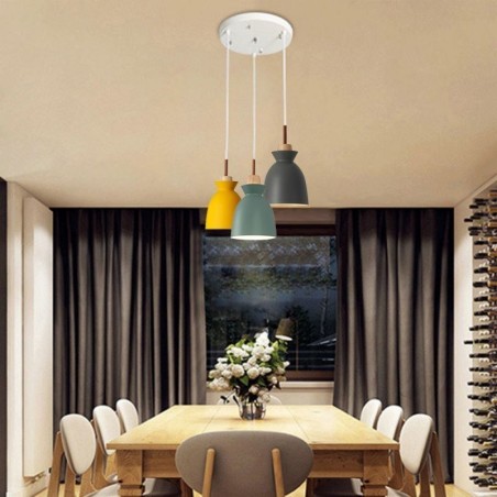 Nordic Simple Macaron Pendant Light Iron Arti Three Lights Nordic Simple Macaron Pendant Light Iron Arti Three Lights