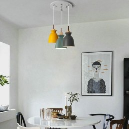 Nordic Simple Macaron Pendant Light Iron Arti Three Lights