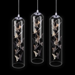 Glass Pendant Light Creative Nordic Cylinder Lamp Butterfly Light