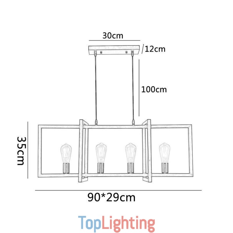 4 Light Pendant Light Industrial Style Lightingway