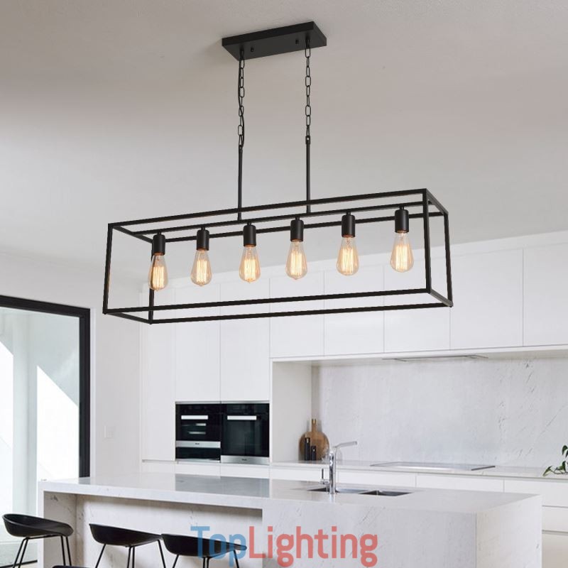Farmhouse Pendant Lighting Fixture Island Hanging Lights 6 Lights