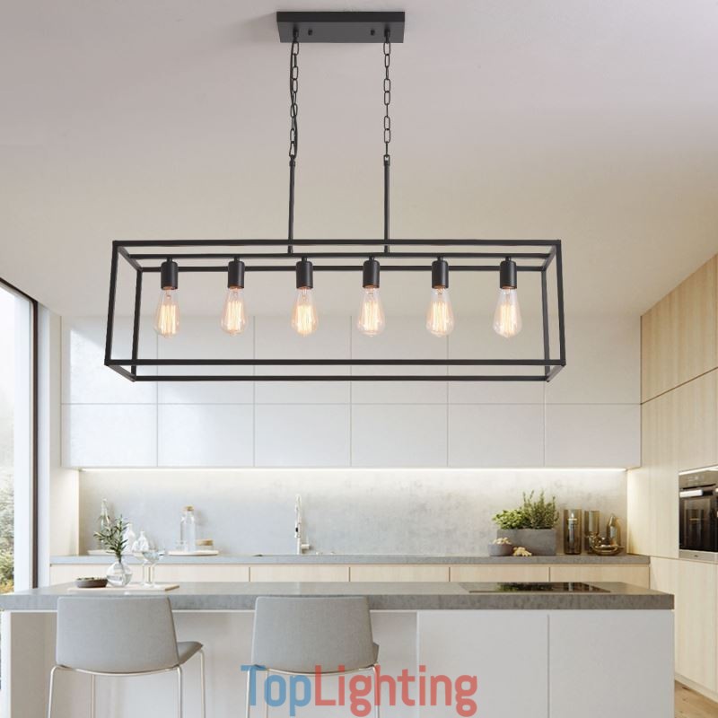 Farmhouse Pendant Lighting Fixture Island Hanging Lights 6 Lights
