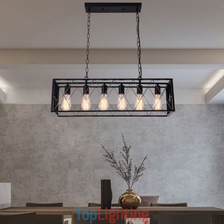 Rustic Rectangular Pendant Light 6 Light Farmhouse Hanging Light Rustic Rectangular Pendant Light 6 Light Farmhouse Hanging Light
