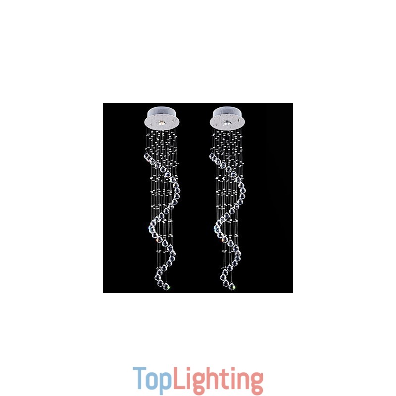 Crystal Pendant Light Chandelier Lighting 1 Lights Silver Canpoy Clear K9 Crystal Helix Ceiling Lamps H120CM