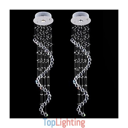 Crystal Pendant Light Chandelier Lighting 1 Lights Silver Canpoy Clear K9 Crystal Helix Ceiling Lamps H120CM