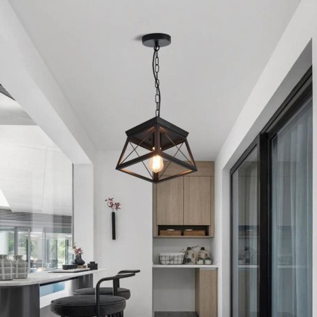 Vintage Trapezoidal Pendant Light Metal Black Ceiling Light Vintage Trapezoidal Pendant Light Metal Black Ceiling Light