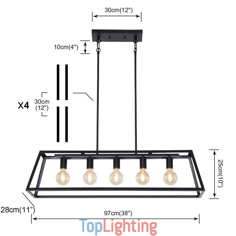 Industrial Metal Pendant Light Trapezoidal Hanging Ceiling Light